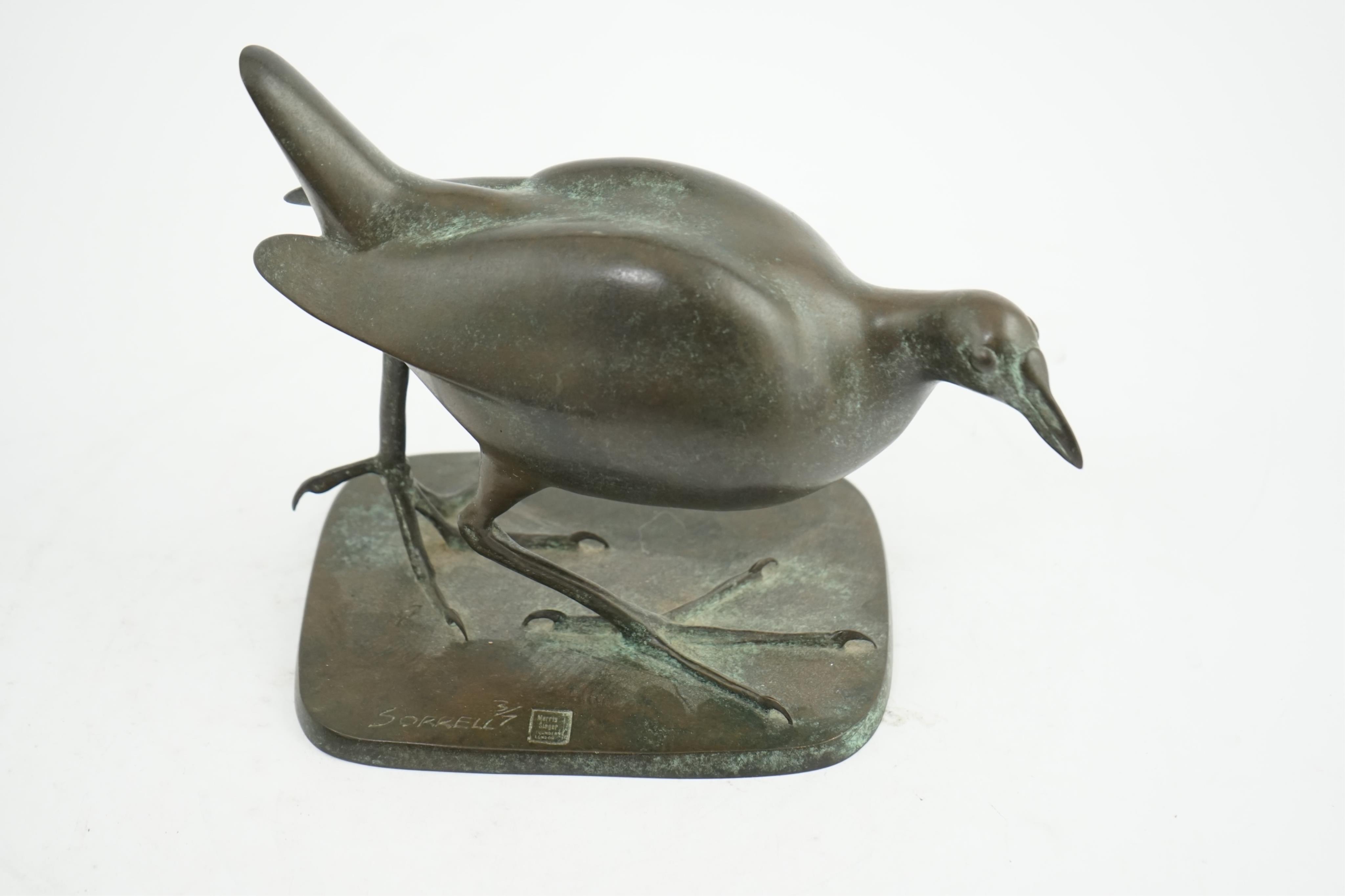 Adrian Sorrell (1932-2001). A bronze model of a moorhen